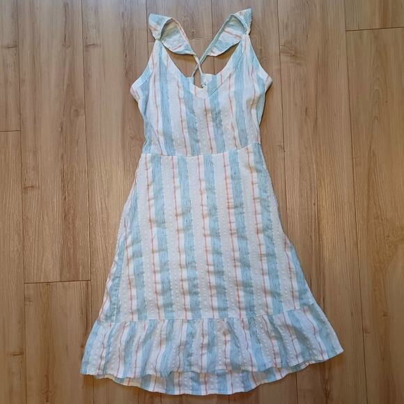 Roxy 90s Vintage Sleeveless Open Back Mini Dress Stripes XS EVC - Picture 1 of 12